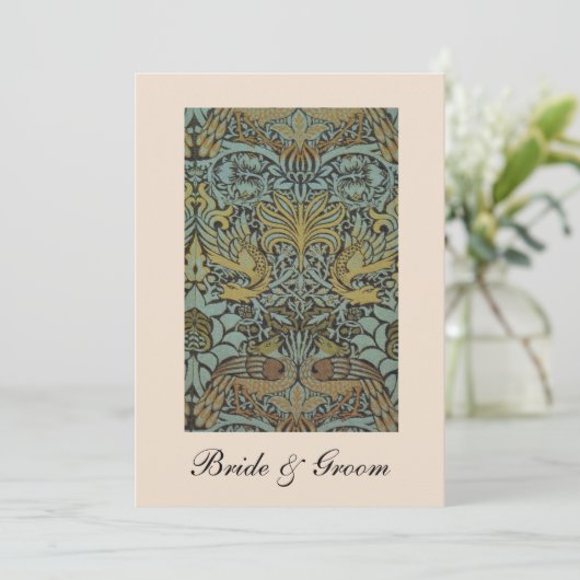 William Morris Birds Pattern Wedding Invitations Kaart (Staand voorkant)
