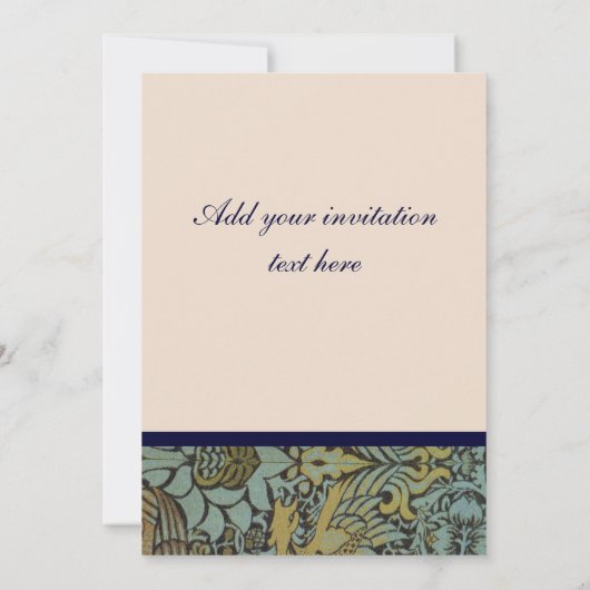 William Morris Birds Pattern Wedding Invitations Kaart (Achterkant)