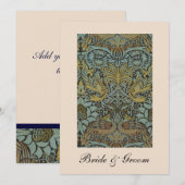 William Morris Birds Pattern Wedding Invitations Kaart (Voorkant / Achterkant)