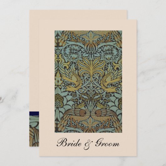 William Morris Birds Pattern Wedding Invitations Kaart (Voorkant / Achterkant)