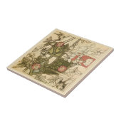 William * Morris Birds Trellis Vines Olive Beige Tegeltje (Zijkant)