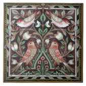 William Morris Birds Tulips Terracotta Art Nouveau Tegeltje (Voorkant)