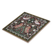 William Morris Birds Tulips Terracotta Art Nouveau Tegeltje (Zijkant)