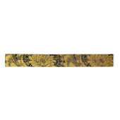 William Morris Black en Gold Floral Pattern Satin Satijnen Lint (Voorkant)