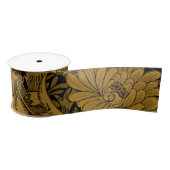 William Morris Black en Gold Floral Pattern Satin Satijnen Lint (Spoel)
