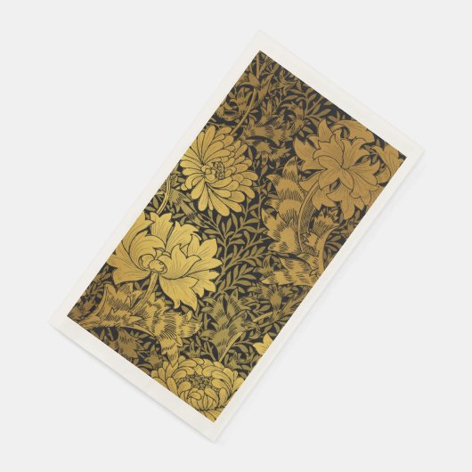 William Morris Black en Gold Floral Pattern Servet (Hoek)