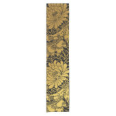 William Morris Black en Gold Floral Pattern Short Korte Tafelloper (Voorkant)