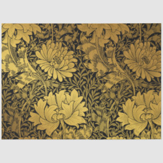 William Morris Black en Gold Floral Pattern Tissuepapier