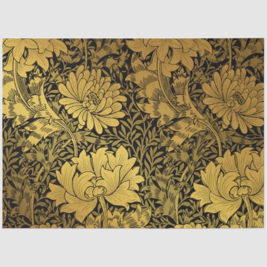 William Morris Black en Gold Floral Pattern Tissuepapier (Voorkant)
