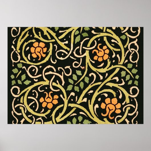 William Morris Black Floral Art Print Design (Voorkant)