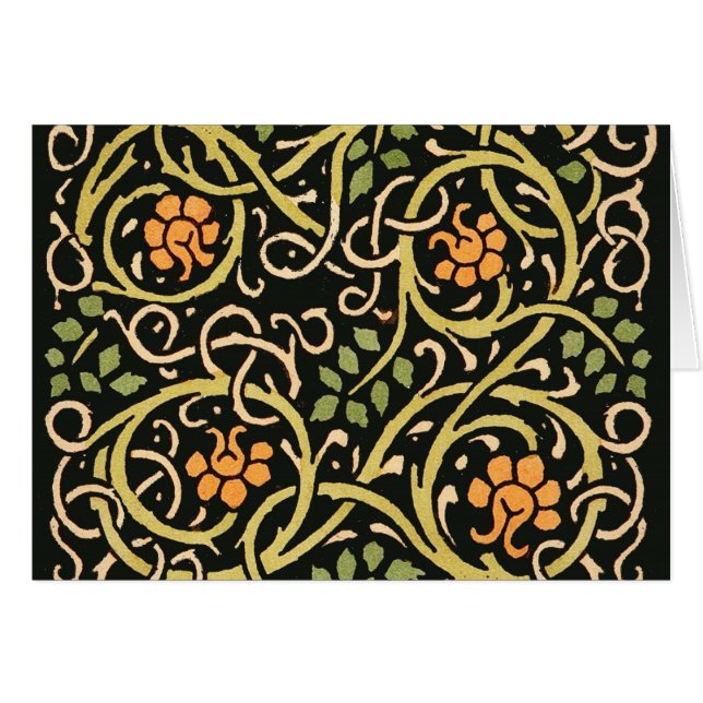 William Morris Black Floral Art Print Design (Voorkant Horizontaal)