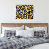 William Morris Black Floral Art Print Design (Insitu (Slaapkamer))