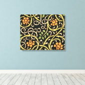 William Morris Black Floral Art Print Design (Insitu (Houten vloer))