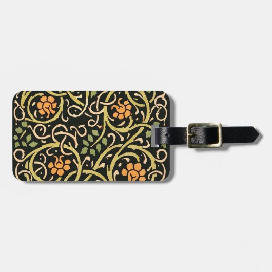 William Morris Black Floral Art Print Design Bagagelabel (Voorkant horizontaal)