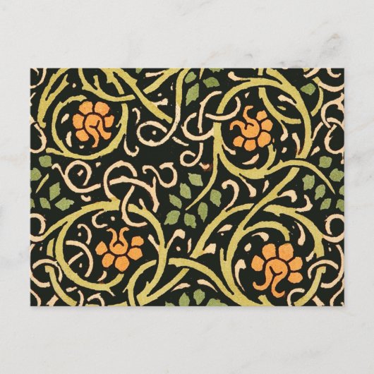 William Morris Black Floral Art Print Design Briefkaart (Voorkant)