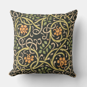 William Morris Black Floral Art Print Design Buitenkussen