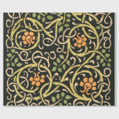William Morris Black Floral Art Print Design Cadeaupapier (Vlak)