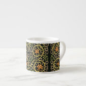 William Morris Black Floral Art Print Design Espresso Kop (Voorkant rechts)