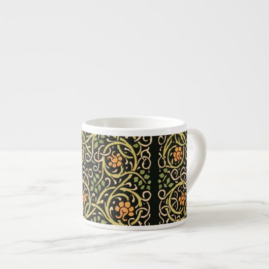 William Morris Black Floral Art Print Design Espresso Kop (Voorkant rechts)