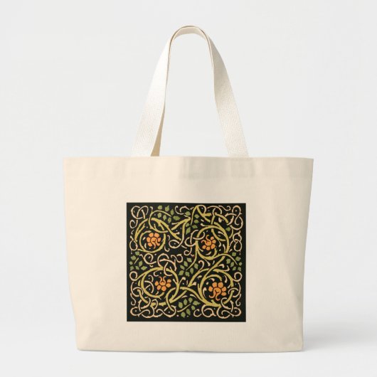 William Morris Black Floral Art Print Design Grote Tote Bag (Voorkant)