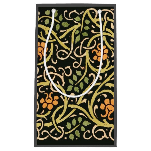 William Morris Black Floral Art Print Design Klein Cadeauzakje (Voorkant)