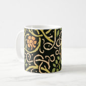 William Morris Black Floral Art Print Design Koffiemok (Voorkant links)