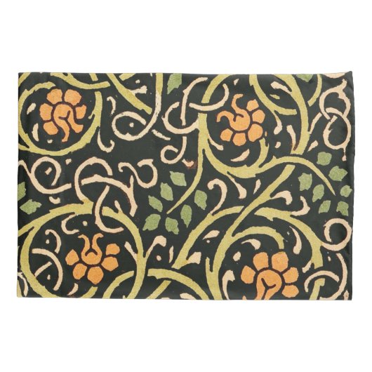 William Morris Black Floral Art Print Design Kussensloop (Achterkant)