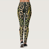 William Morris Black Floral Art Print Design Leggings (Achterkant)