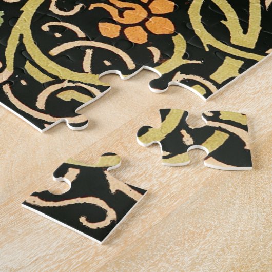William Morris Black Floral Art Print Design Legpuzzel (Zijkant)