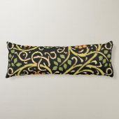 William Morris Black Floral Art Print Design Lichaamskussen (Voorkant)