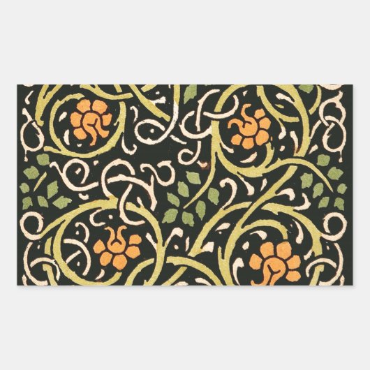 William Morris Black Floral Art Print Design Rechthoekige Sticker (Voorkant)