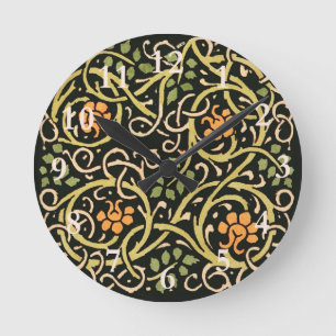 William Morris Black Floral Art Print Design Ronde Klok