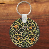 William Morris Black Floral Art Print Design Sleutelhanger (Voorkant)
