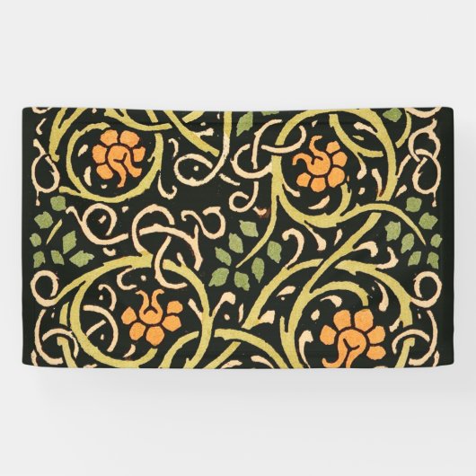 William Morris Black Floral Art Print Design Spandoek (Horizontaal)