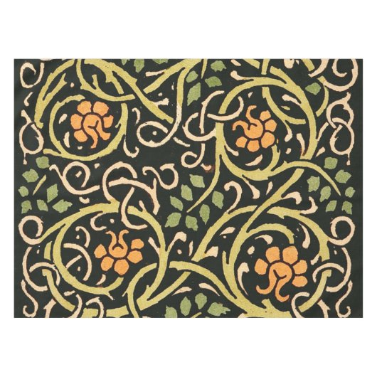 William Morris Black Floral Art Print Design Tafelkleed (Voorkant (Horizontaal))