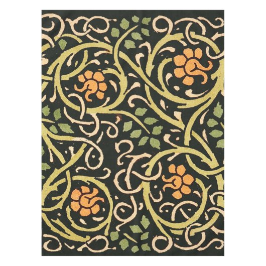 William Morris Black Floral Art Print Design Tafelkleed (Voorkant)