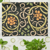 William Morris Black Floral Art Print Design Theedoek (Gevouwen)