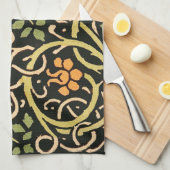 William Morris Black Floral Art Print Design Theedoek (Quarter Fold)