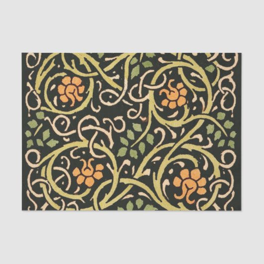 William Morris Black Floral Art Print Design Tissuepapier (Voorkant)
