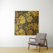 William Morris Black & Gold Chrysanthemum Floral Wandkleed (In Situ (horizontaal))