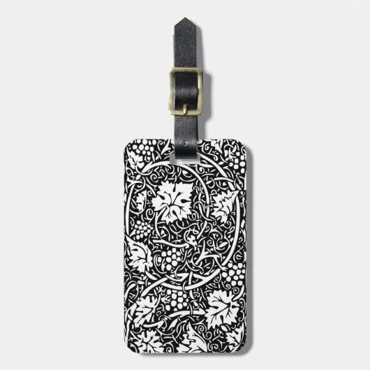 William Morris Black White Grape Vine Bagagelabel (Voorkant verticaal)