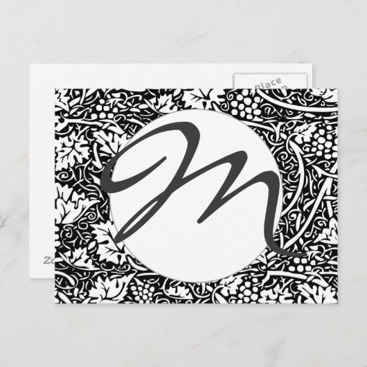 William Morris Black White Grape Vine Briefkaart (Voorkant / Achterkant)