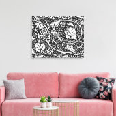 William Morris Black White Grape Vine Canvas Afdruk (Insitu (Woonkamer))