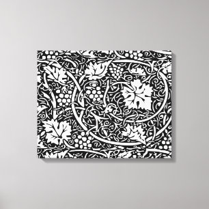 William Morris Black White Grape Vine Canvas Afdruk