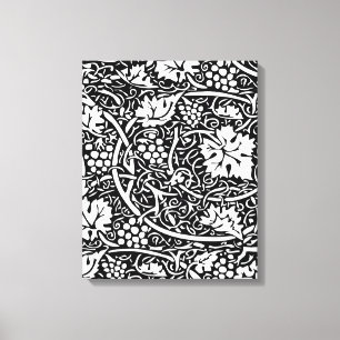 William Morris Black White Grape Vine Canvas Afdruk