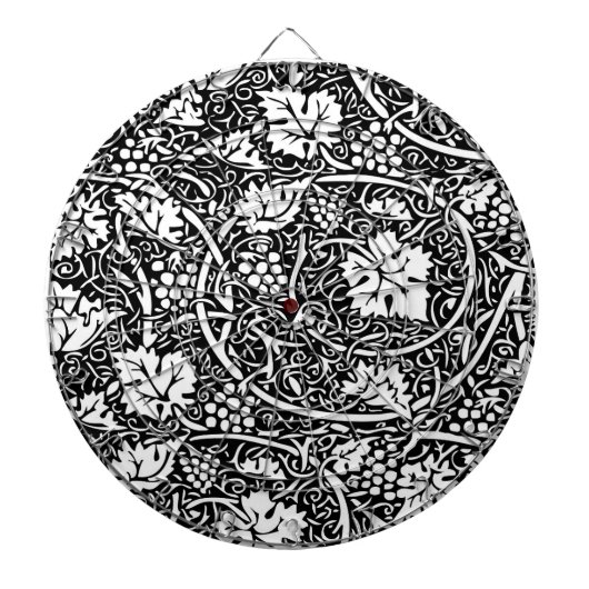 William Morris Black White Grape Vine Dartbord (Voorkant)