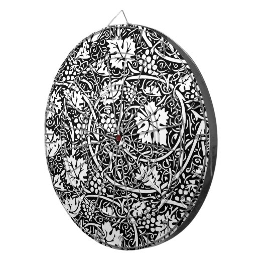 William Morris Black White Grape Vine Dartbord (Voorkant Rechts)