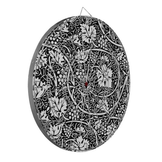 William Morris Black White Grape Vine Dartbord (Voorkant Links)
