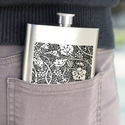 William Morris Black White Grape Vine Heupfles (Voorbeeld)