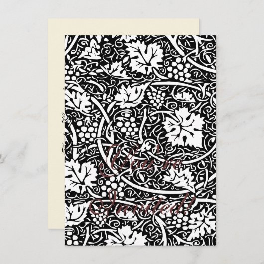 William Morris Black White Grape Vine Kaart (Voorkant / Achterkant)
